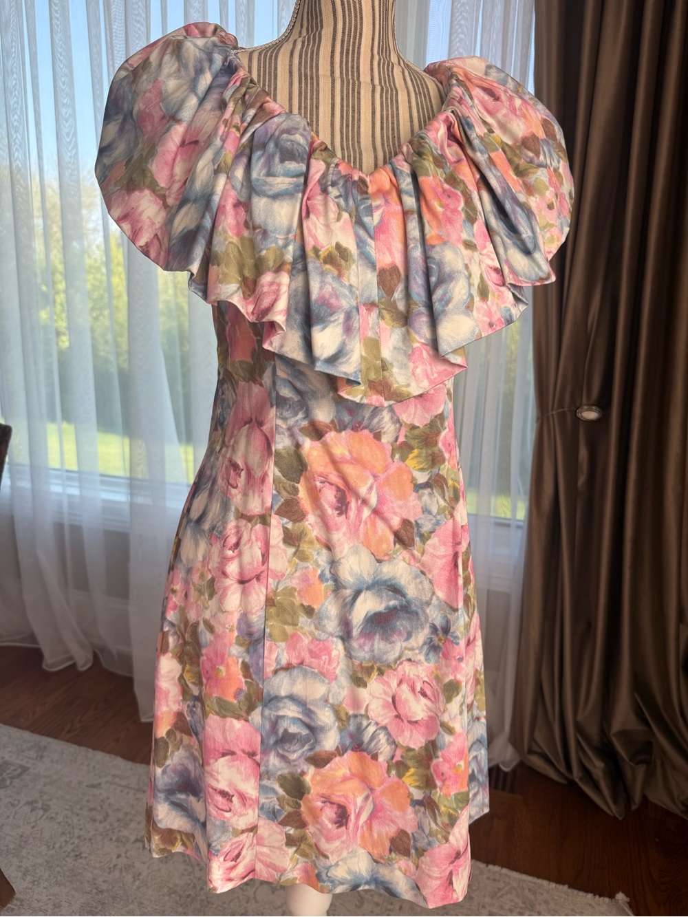 & Other Stories One-Shoulder Floral Dress in Pink, Blue & Green - Picture 3 of 9